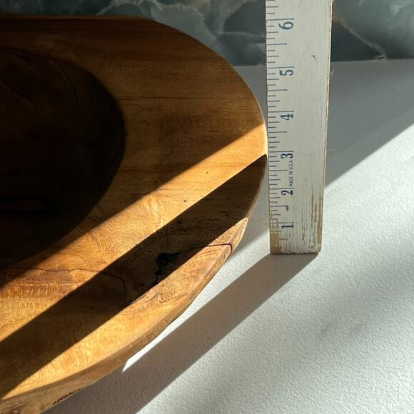 Centerpiece Bowl 15" Hand Carved Natural Wood - Picture 8 of 10